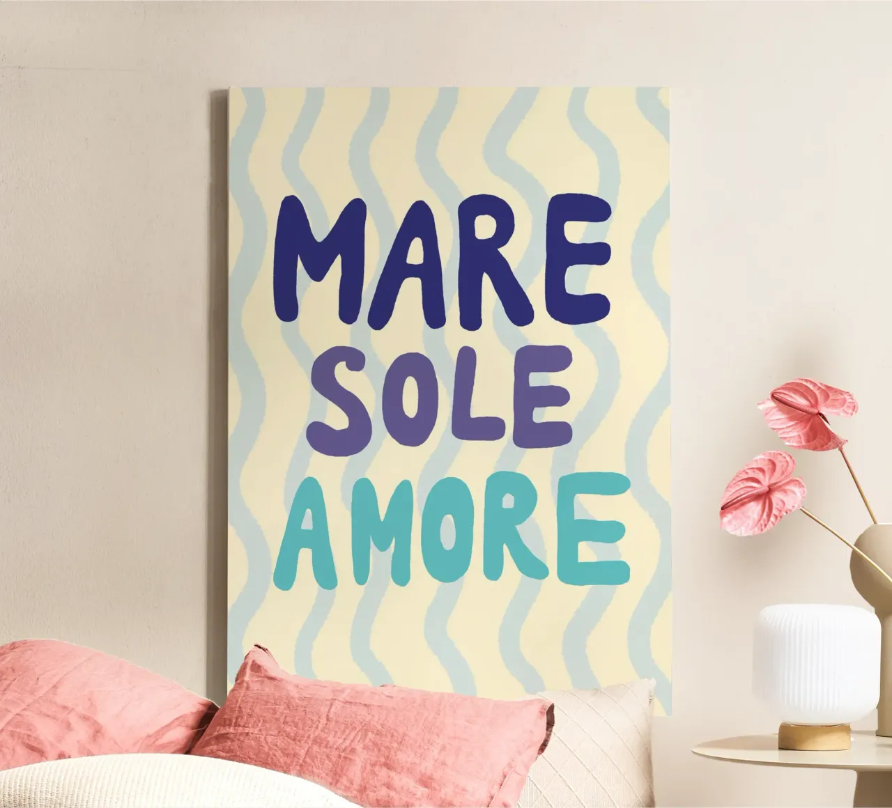 Mare sole amore tela con Cornice a cassetta da Studio Dolci