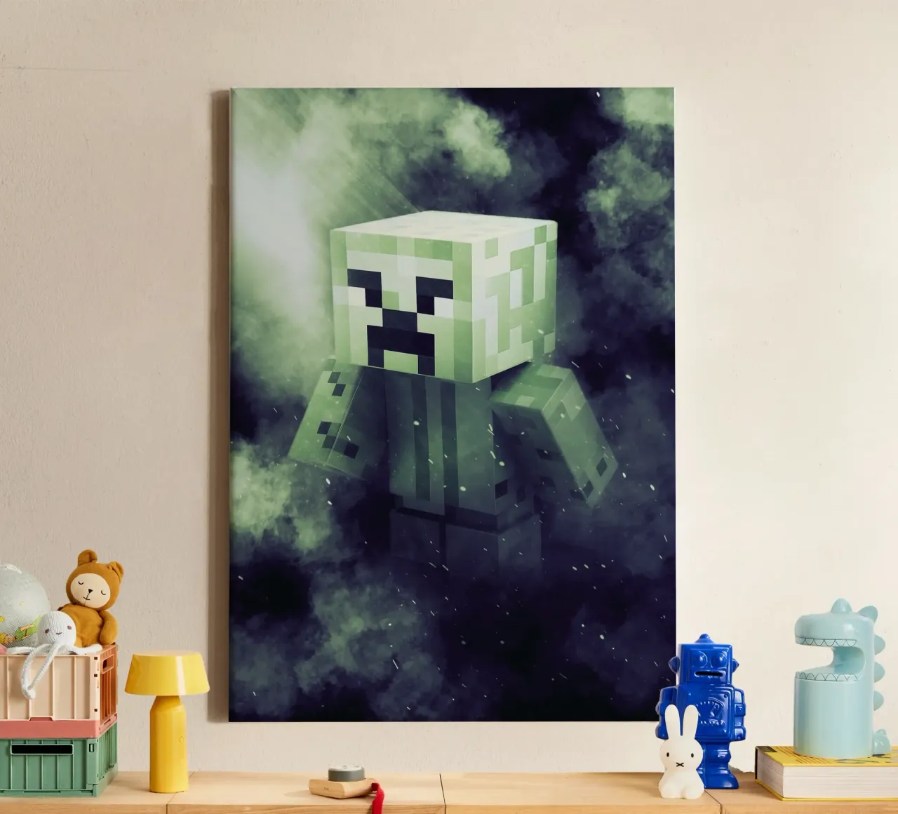 creeper minecraft tela con Cornice a cassetta da FreeArtStudio