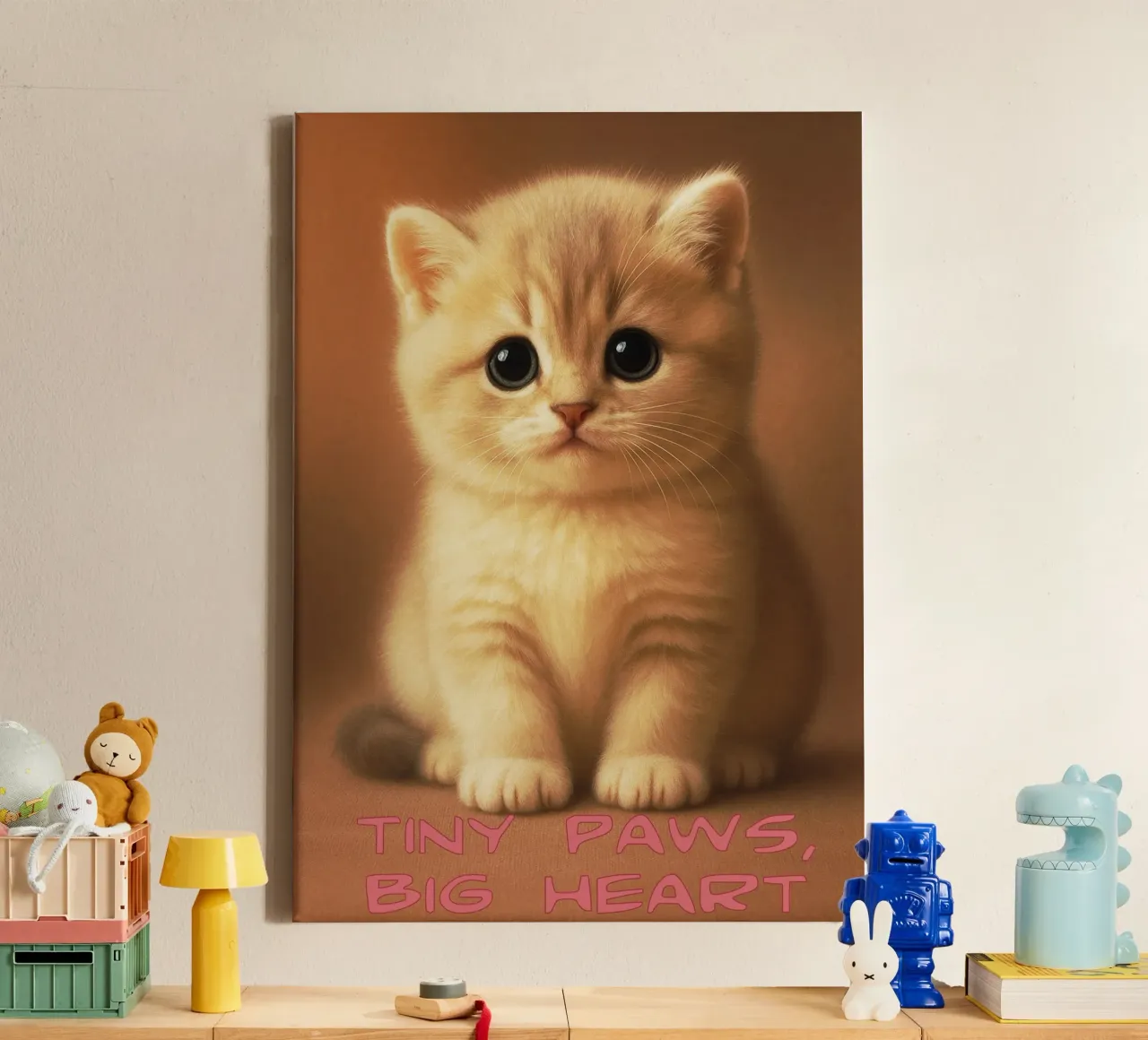 Schattige kattenliefhebber Kleine pootjes Groot hart kattenliefhebbers canvas met Baklijst van the gondils