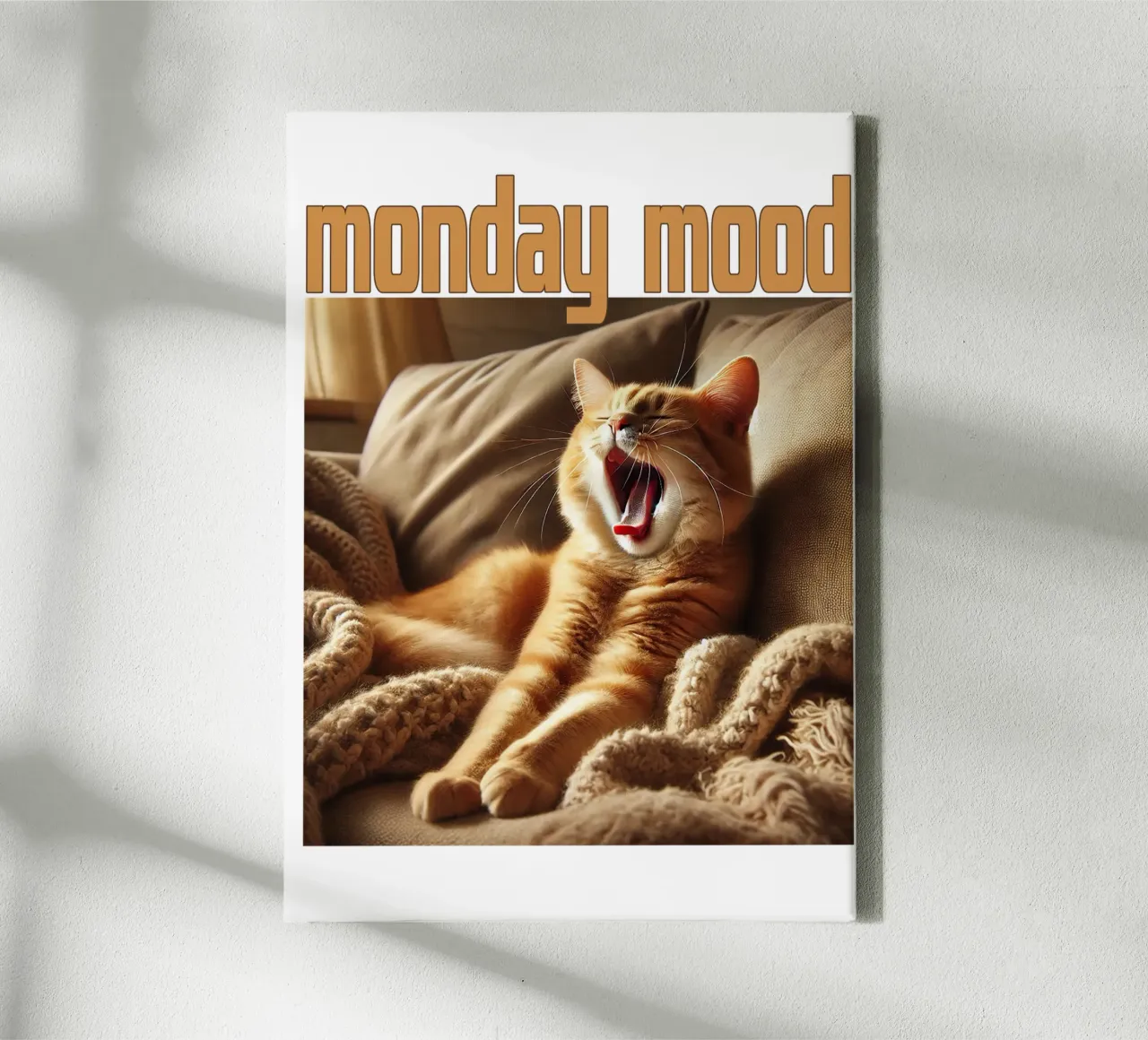 Funny Cat Monday Mood Art Design canvas with Floater frame by the gondils