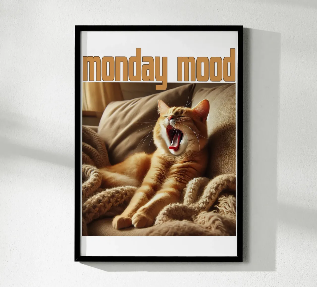 Gatto divertente Lunedì Mood Art Design poster con telaio in alluminio da the gondils