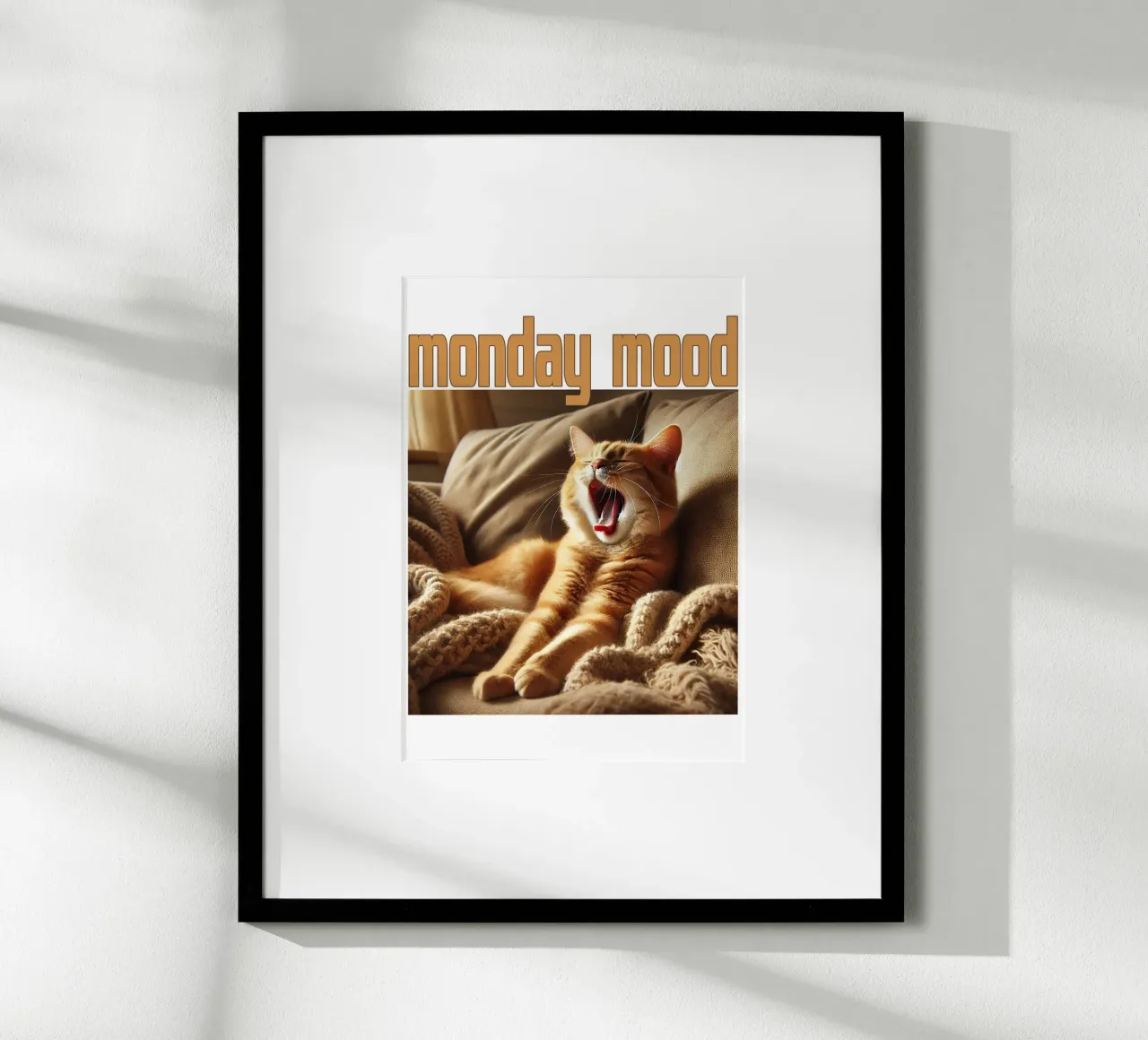 Gatto divertente Lunedì Mood Art Design poster con telaio in alluminio da the gondils