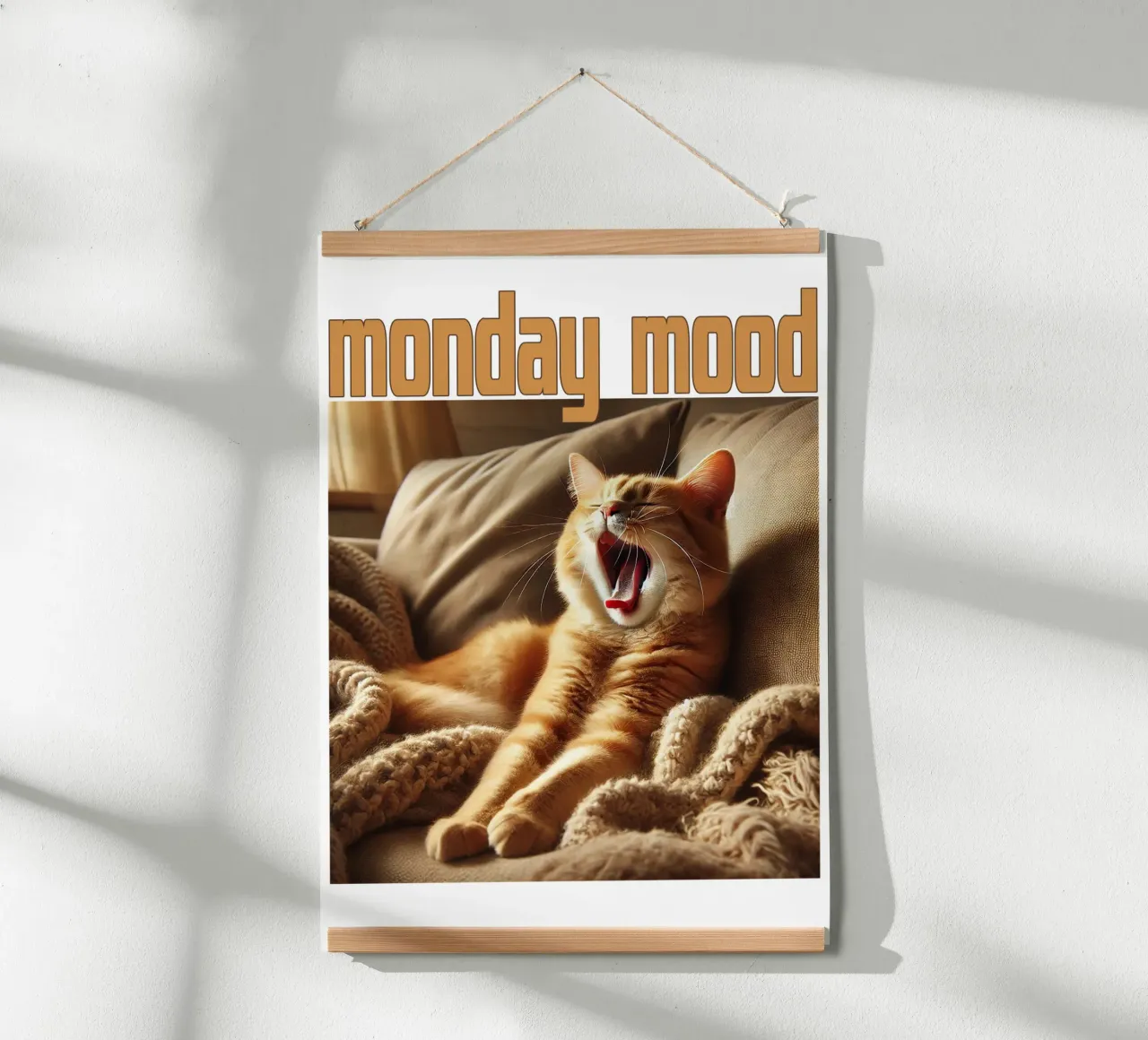 Gatto divertente Lunedì Mood Art Design poster con telaio in alluminio da the gondils