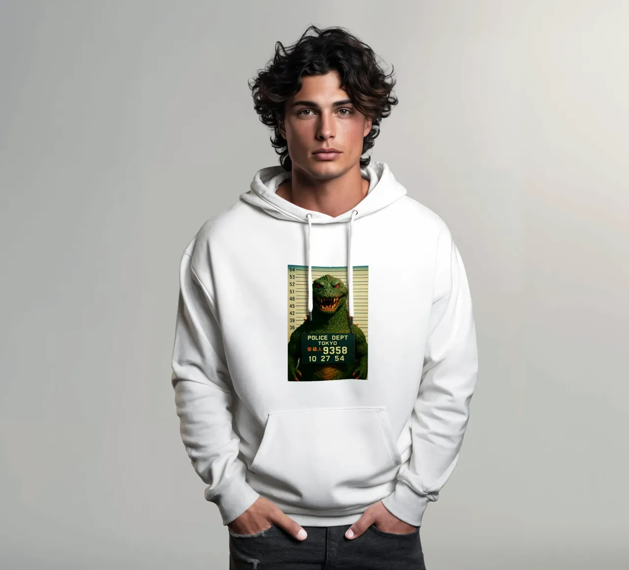 Godzilla Mugshot Divertente Godzilla Monster Art Design felpa con cappuccio da the gondils