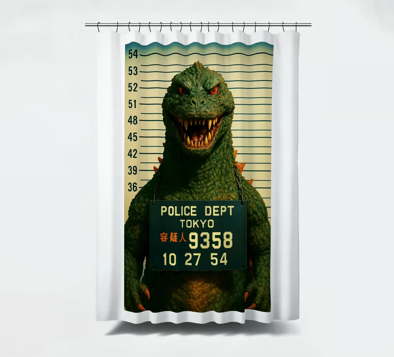 Godzilla Mugshot Divertente Godzilla Monster Art Design tenda da doccia da the gondils