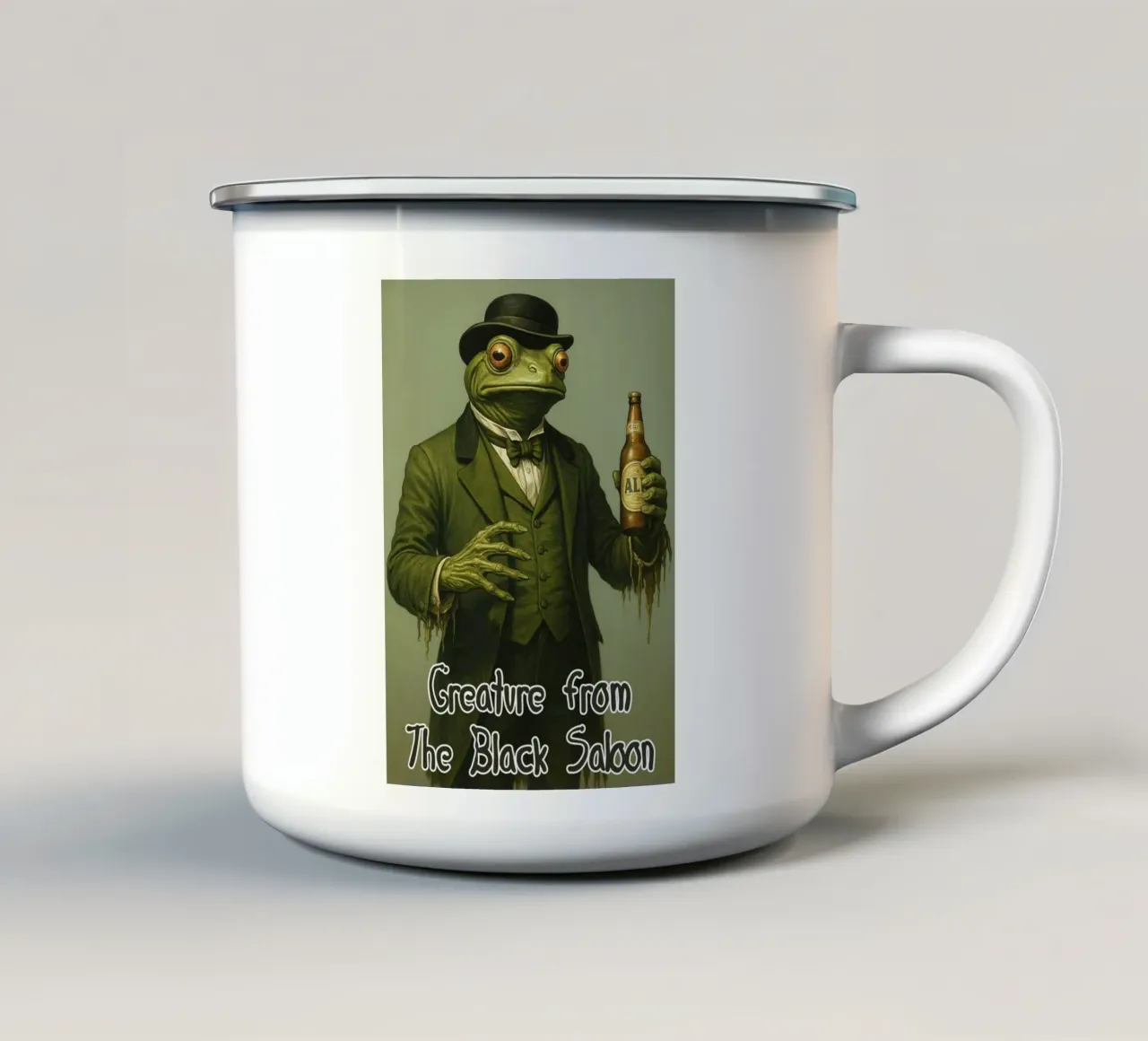 Sono una creatura del saloon nero tazza in smalto da the gondils