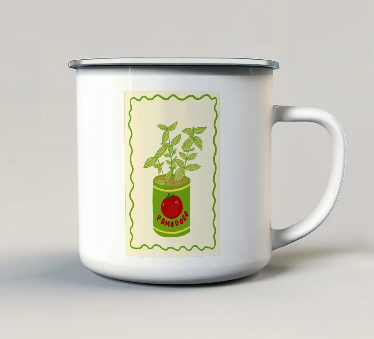 Pomodoro & Basilico Emaille Tasse von Studio Dolci