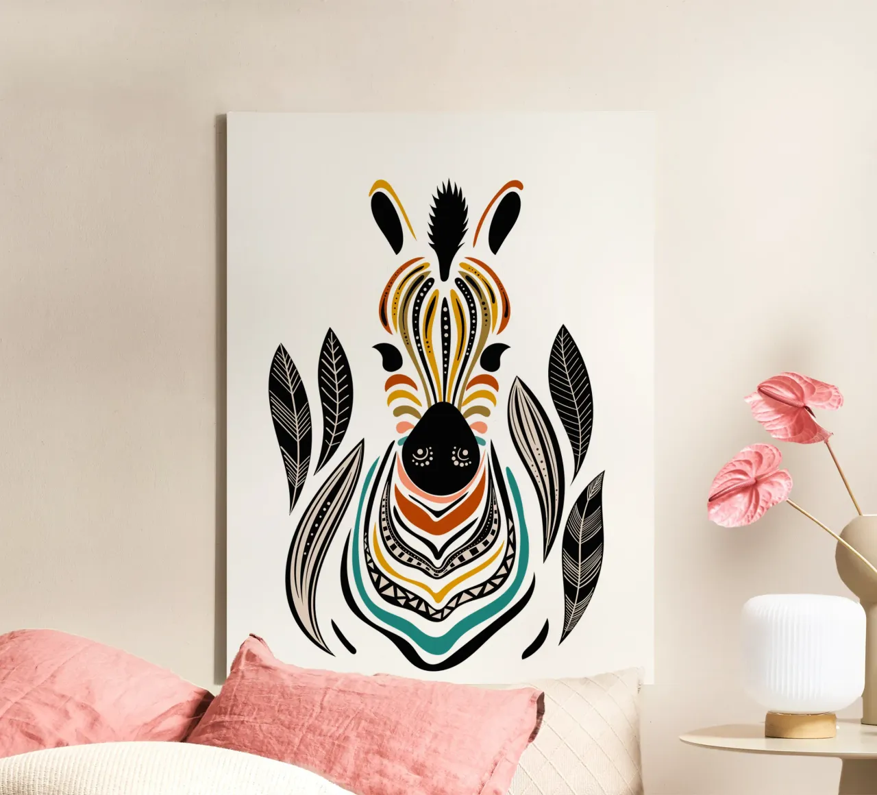 Bohemian Zebra Kunstdruck Tribal Animal Decor Leinwand von Dream Print Designs