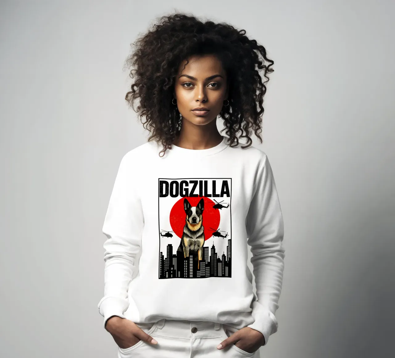 Dogzilla giapponese, divertente Corg Art Design felpa da the gondils