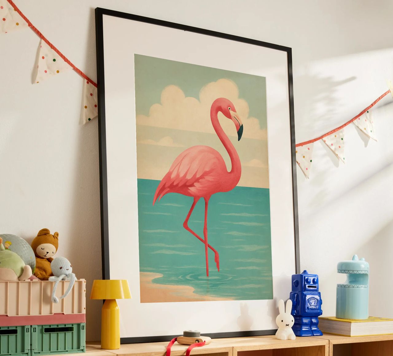 Flamingo Beachy Decor Coastal Vibes Poster von Mosaic Dialogue