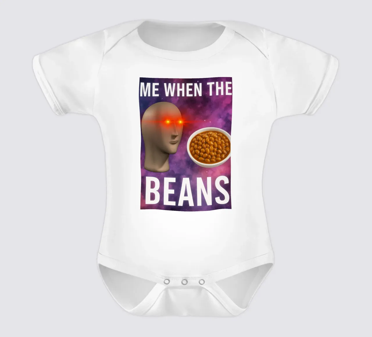 Meme Man Surreal Beans short-sleeve baby romper by the gondils