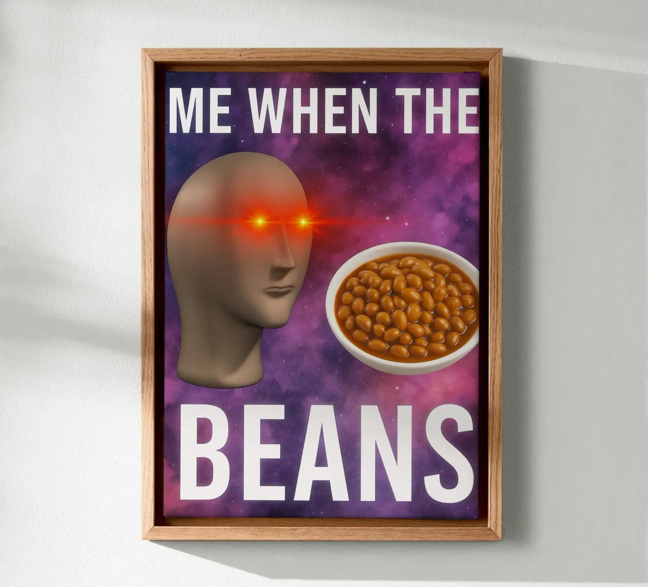 Meme Man Surreal Beans canvas with Floater frame by the gondils