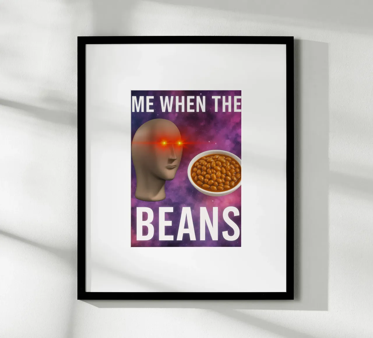 Meme Man Fagioli surreali poster con telaio in alluminio da the gondils