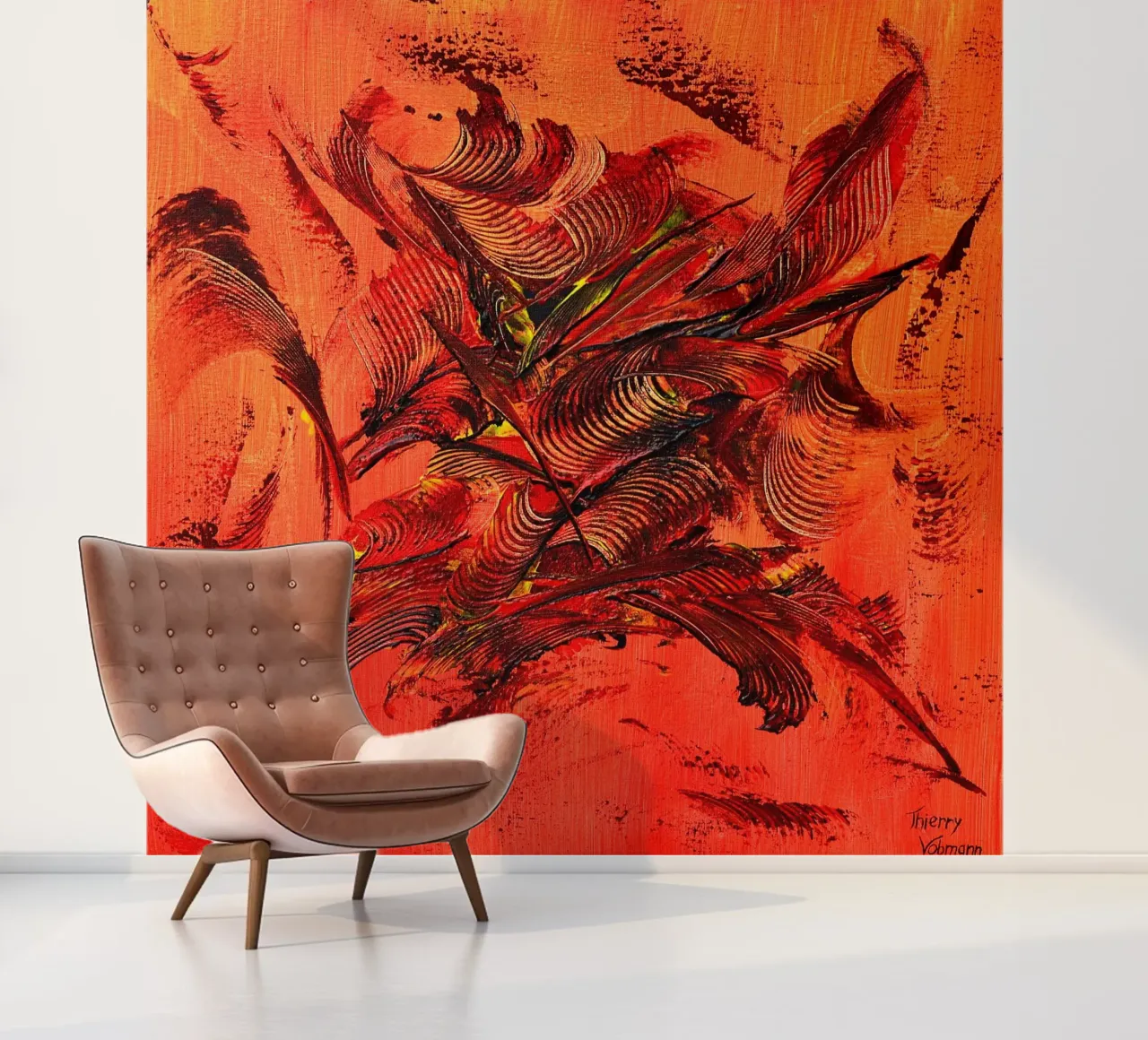 BRAND BINNEN. fotobehang van Thierry Vobmann Abstract painting