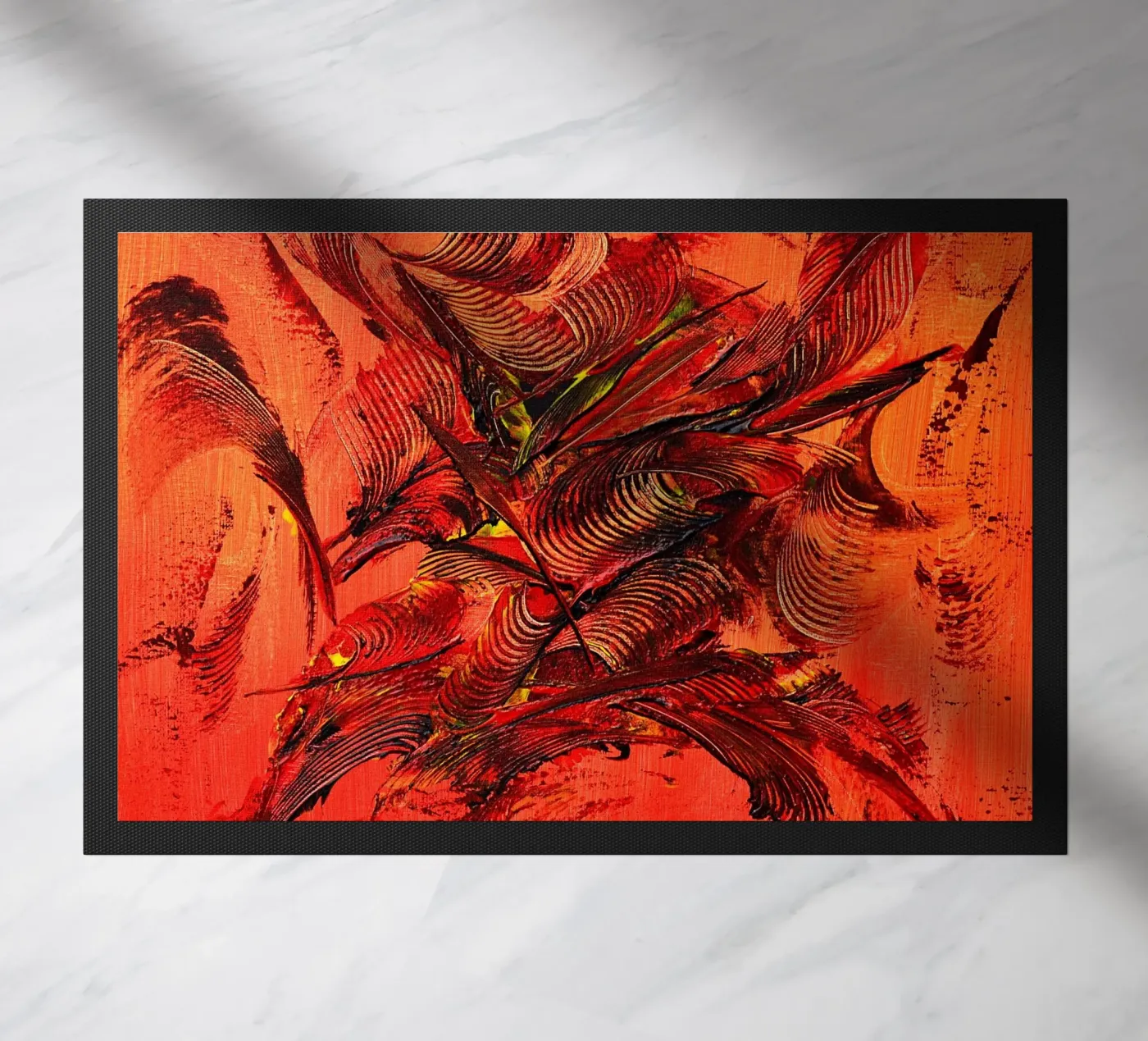 FIRE INSIDE. Fußmatte von Thierry Vobmann Abstract painting