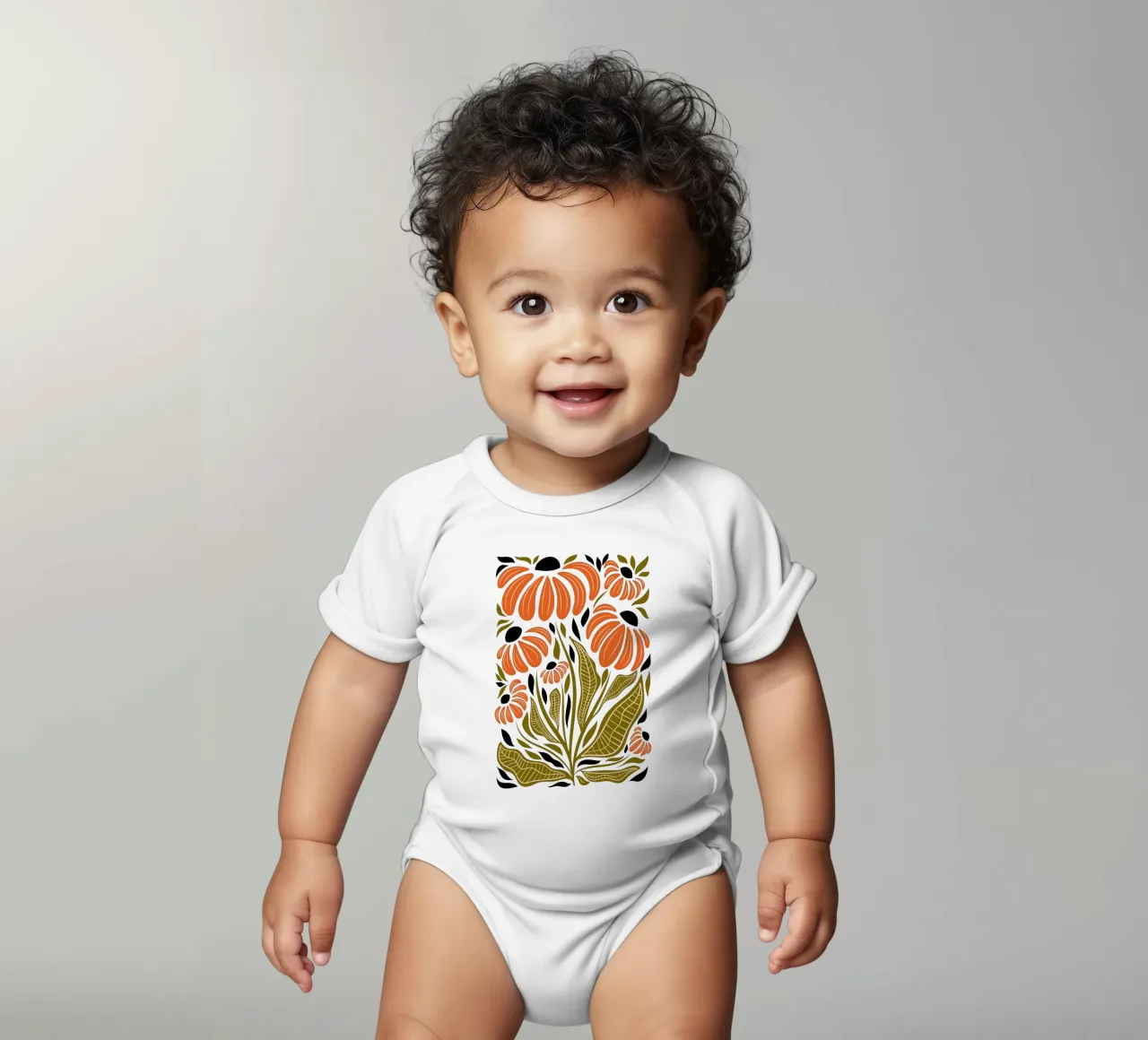 Fiori di conifera vibranti body neonato maniche corte da Dream Print Designs