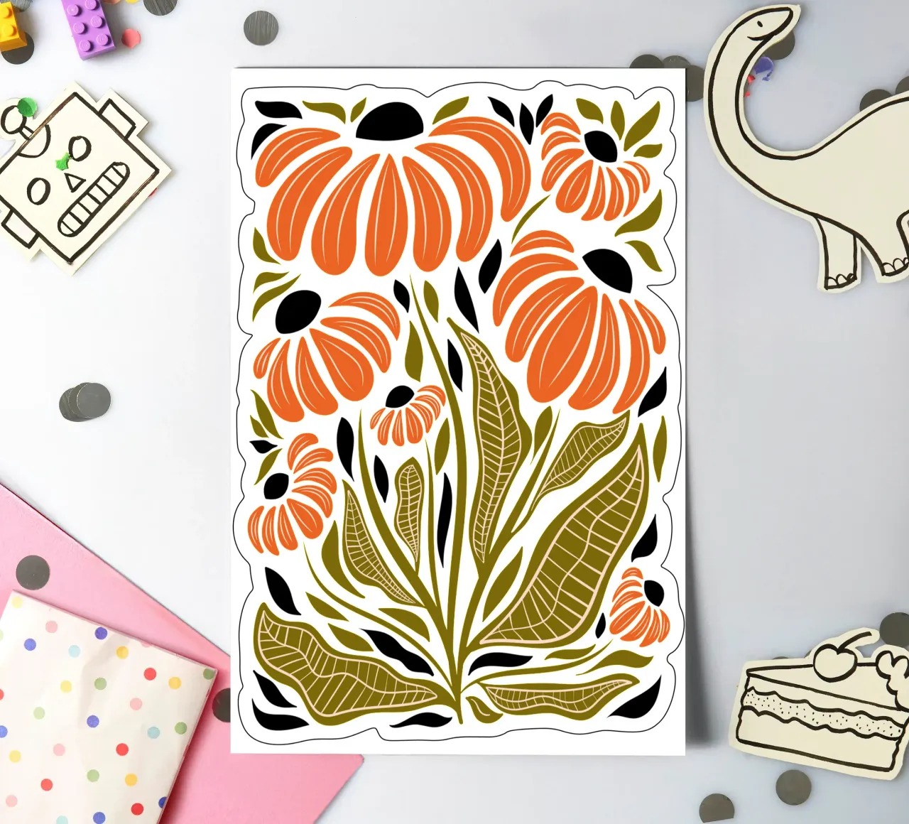 Lebendige Kegelblumen Stickerbogen von Dream Print Designs