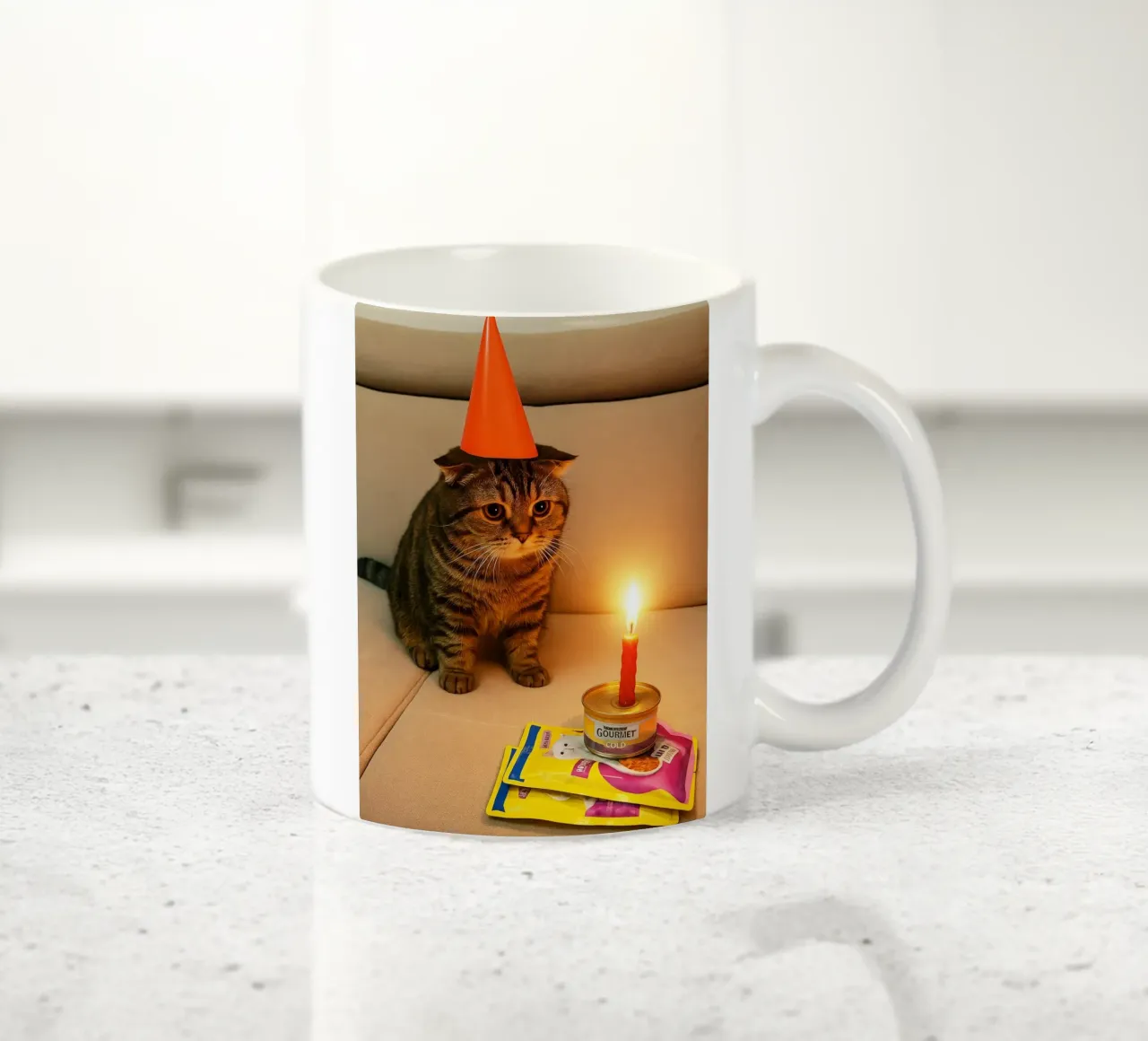 Triste compleanno del gatto Meme Art Design tazza in ceramica da the gondils