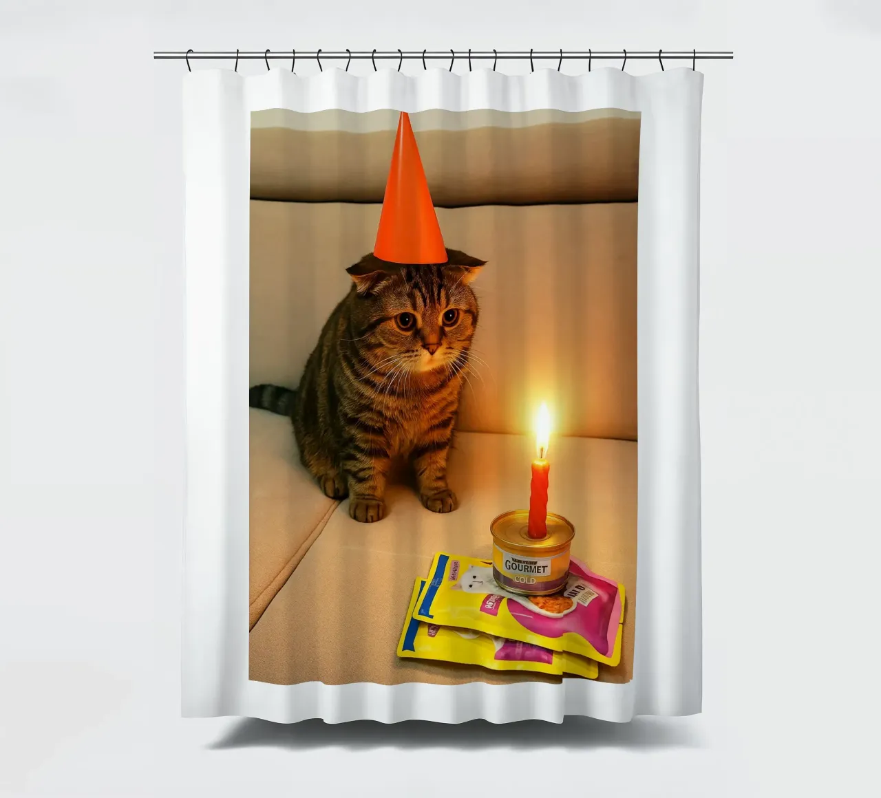 Triste compleanno del gatto Meme Art Design tenda da doccia da the gondils