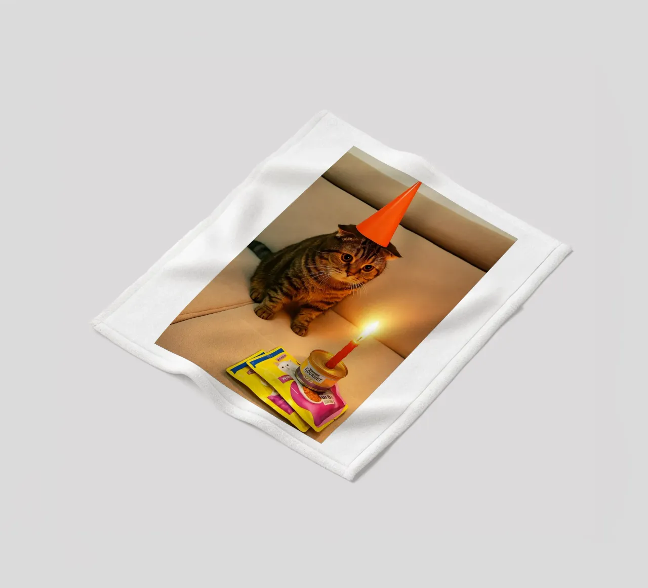 Triste compleanno del gatto Meme Art Design coperta in pile da the gondils