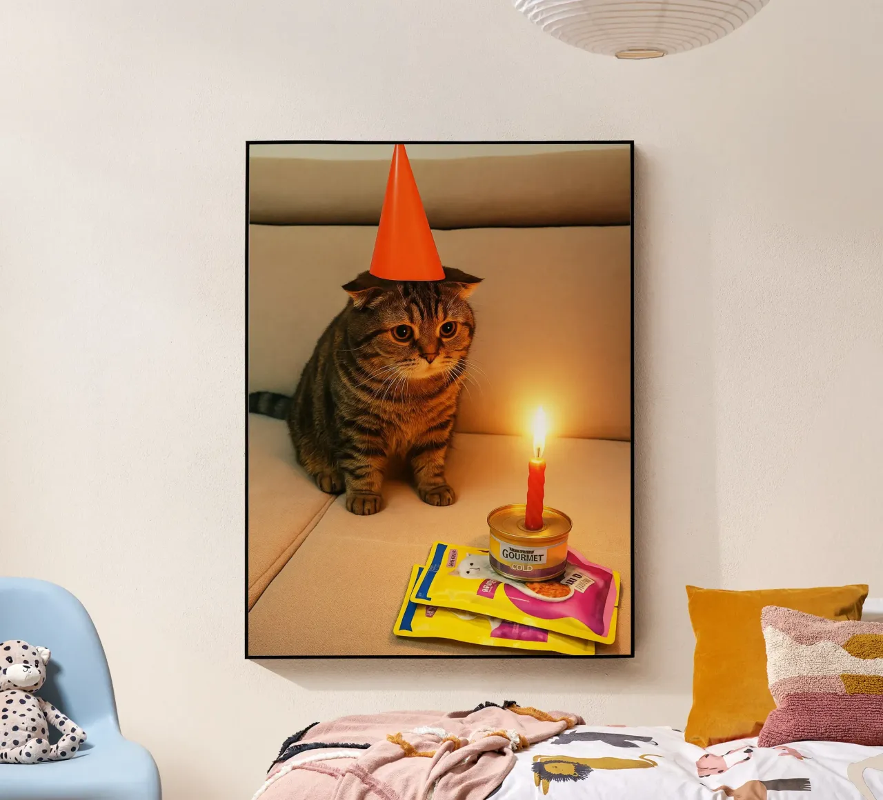 Triste compleanno del gatto Meme Art Design plexiglass da the gondils