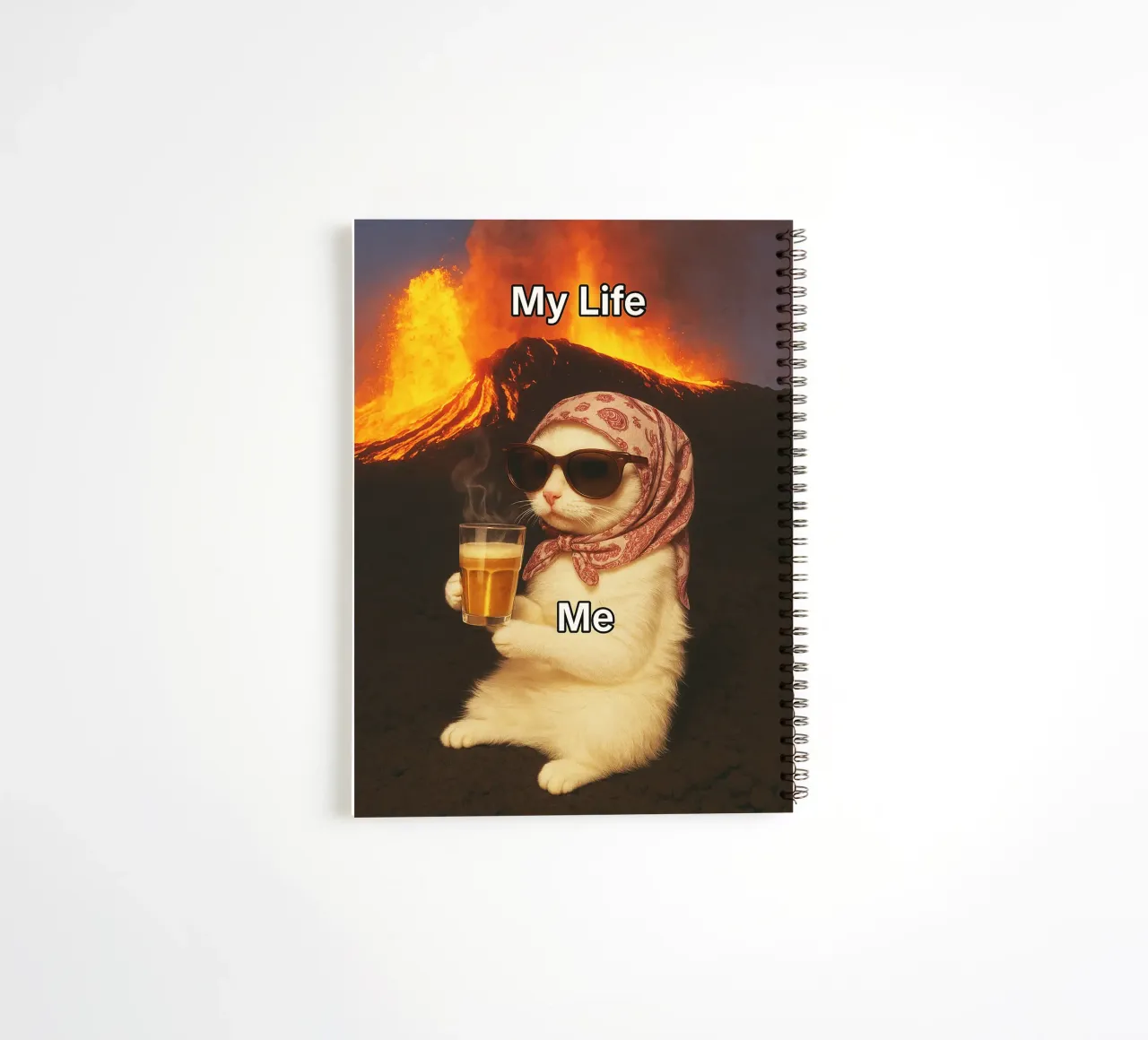 Trendy Cat Meme T-Shirt,Funny Retro Cat Tee,Vintage Aestheti spiral notebook by the gondils