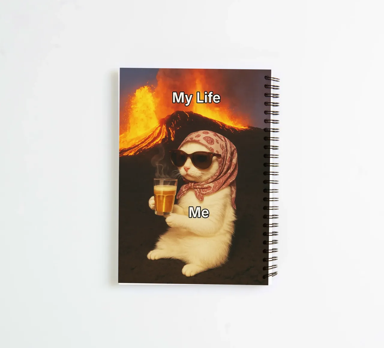 Trendy Cat Meme T-Shirt,Funny Retro Cat Tee,Vintage Aestheti spiral notebook by the gondils