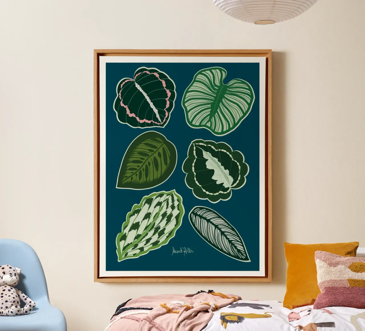 Calathea plant canvas met Baklijst van Mandalla Illustration