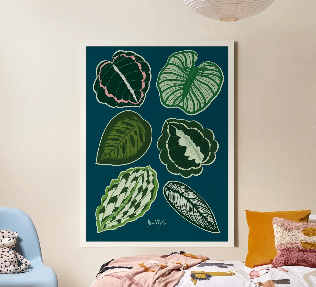 Calathea plant canvas met Baklijst van Mandalla Illustration