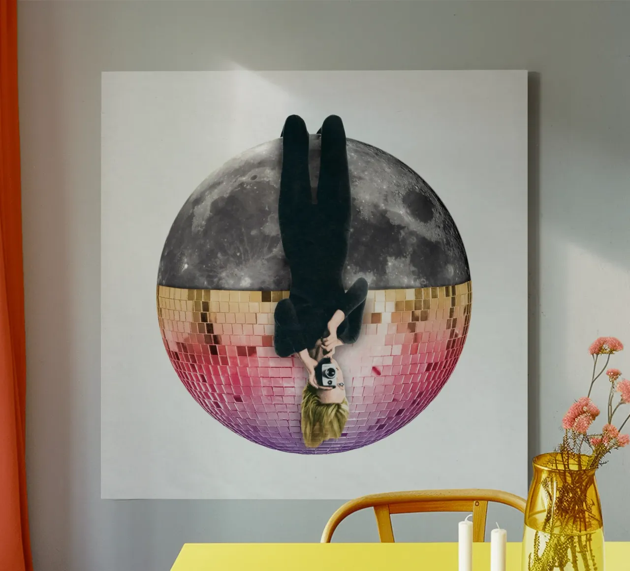 Disco moon tela con Cornice a cassetta da Sammy Slabbinck