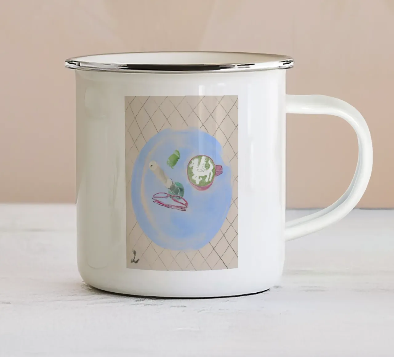Einhorn Matcha Latte Stillleben tazza in smalto da Revolucia