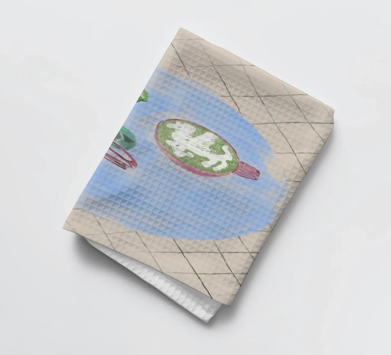 Einhorn Matcha Latte Stillleben tea towel by Revolucia