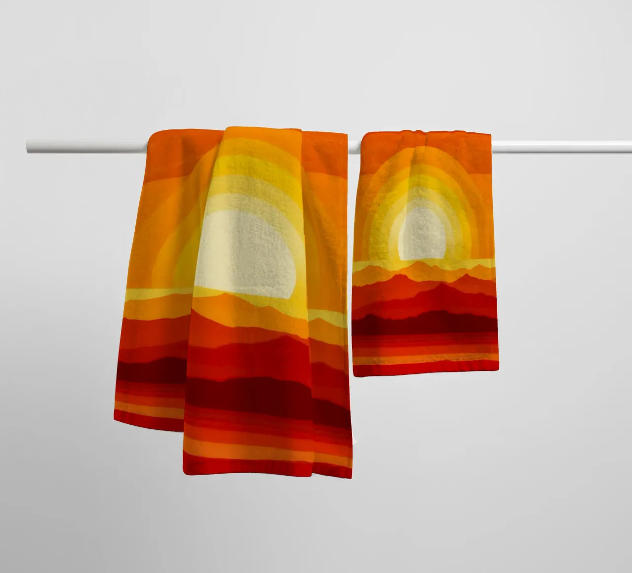 Simplement du soleil | Design abstrait rouge-orange-jaune serviette de bain de Autofocus
