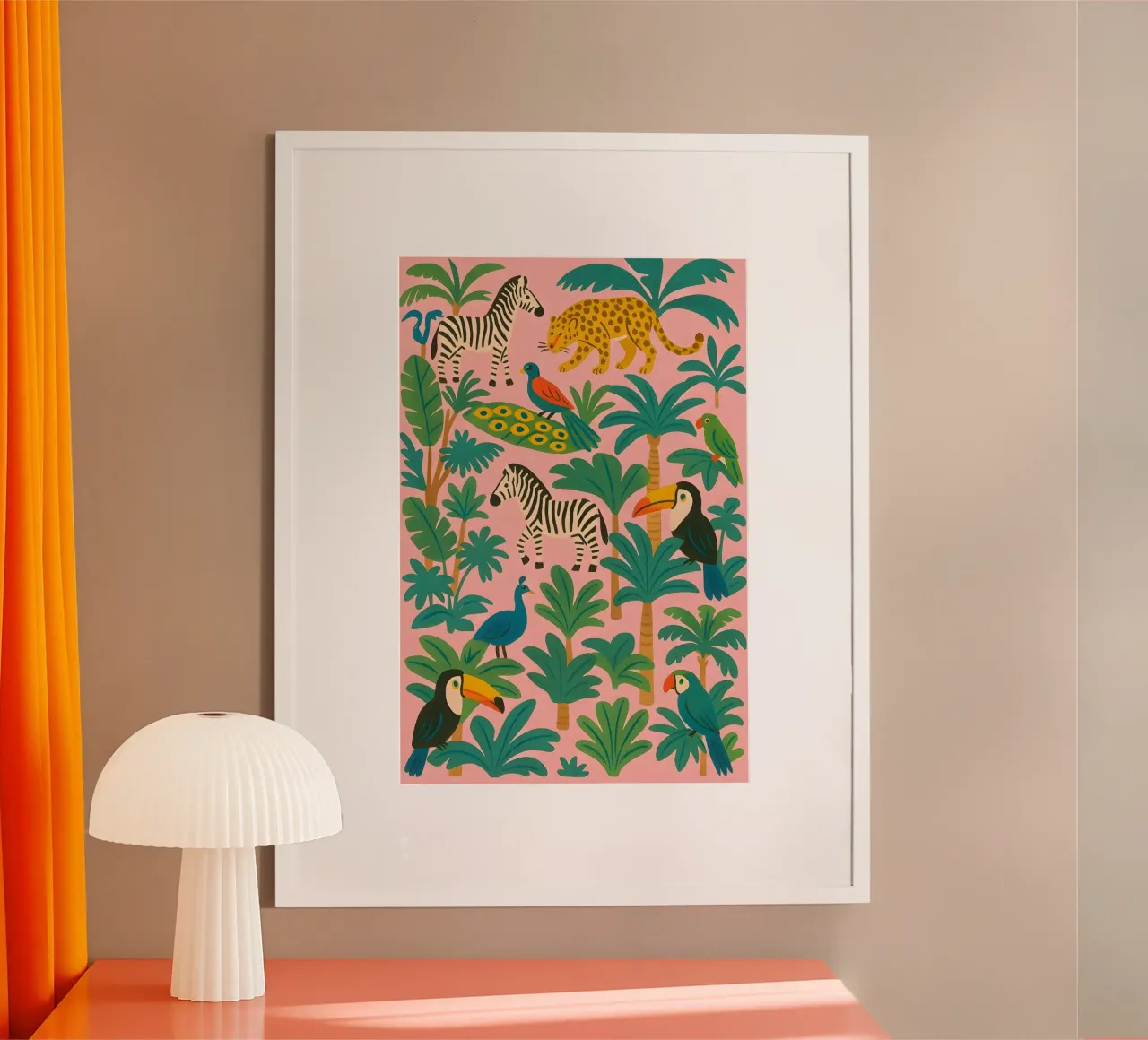 Amici della giungla - Animali per bambini poster con telaio in plastica da Tiny Tails & Stripes