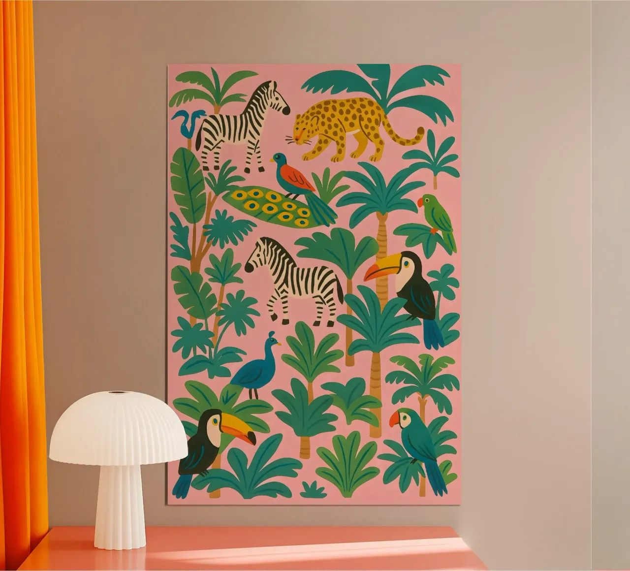 Amici della giungla - Animali per bambini poster con telaio in plastica da Tiny Tails & Stripes