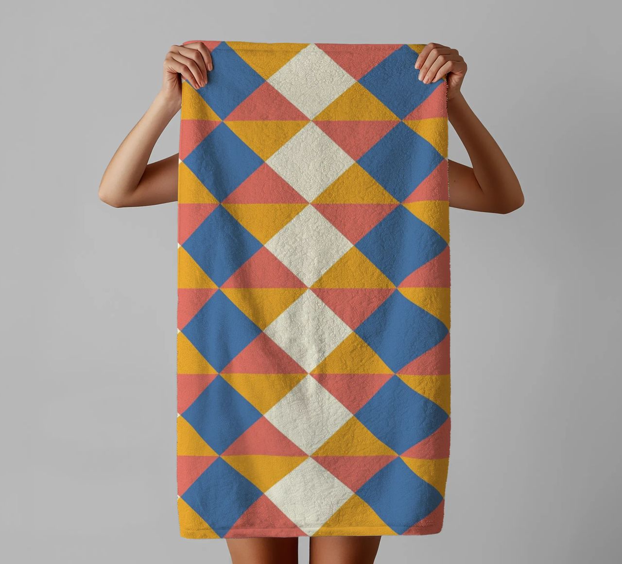 cheerful geometric symmetrical pattern in summer colours towel by CreatedbySon