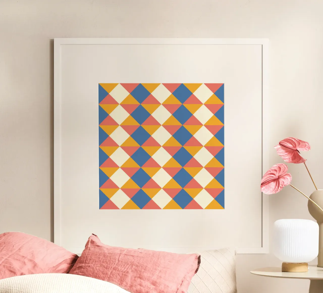 allegro motivo geometrico simmetrico dai colori estivi poster da CreatedbySon