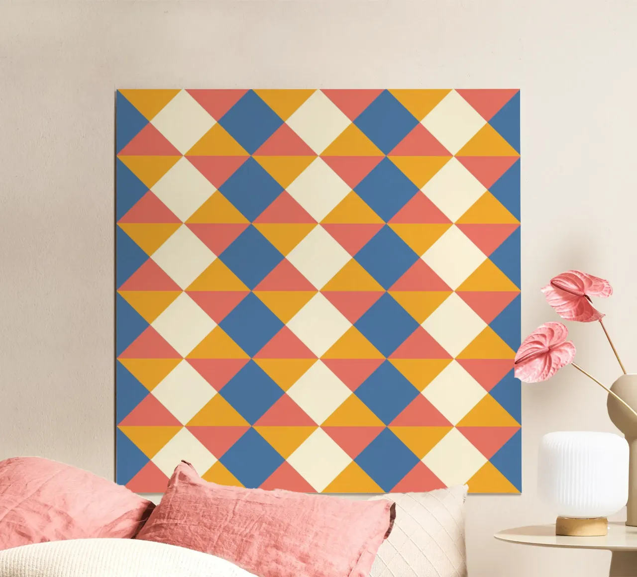 allegro motivo geometrico simmetrico dai colori estivi poster da CreatedbySon