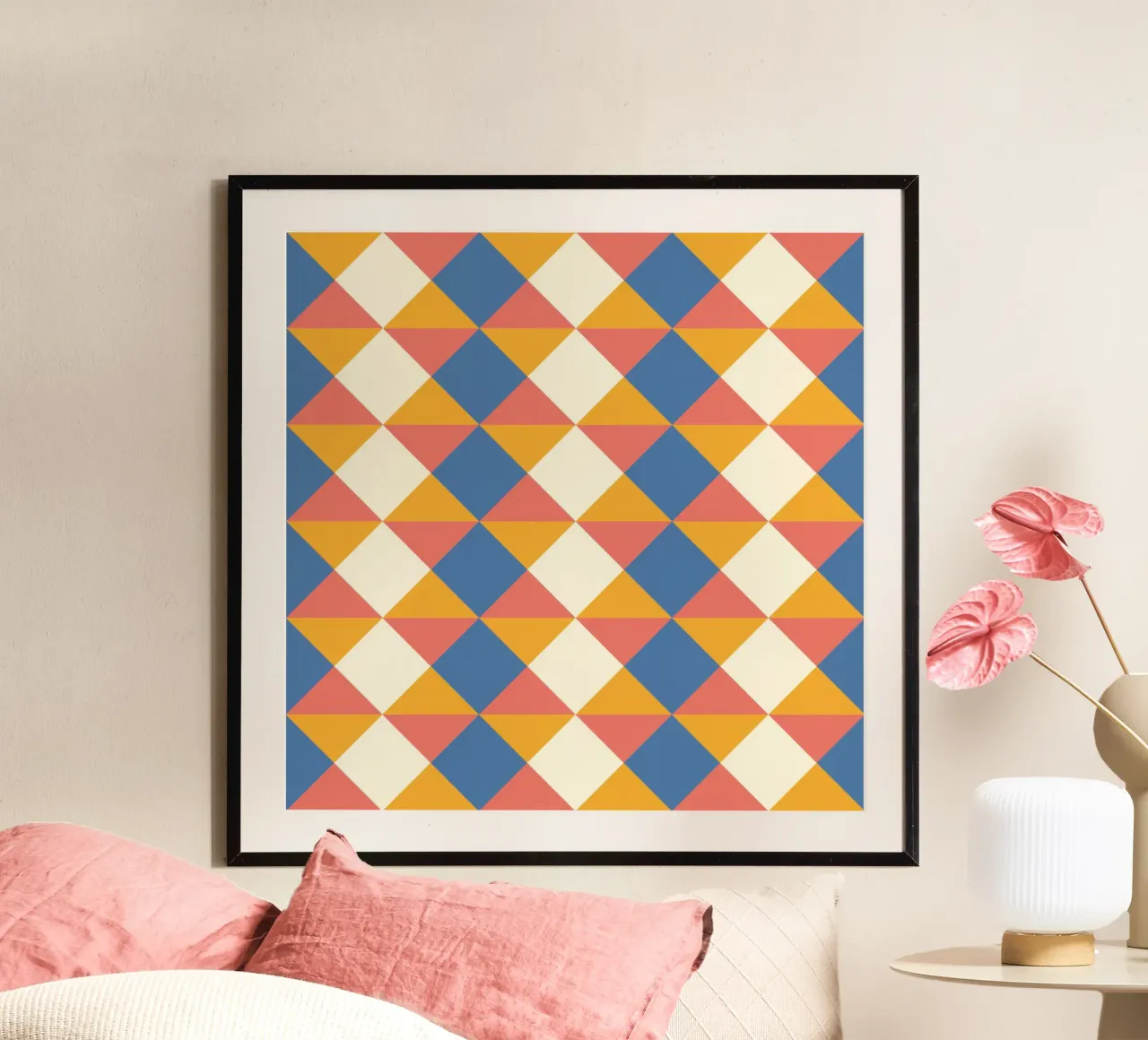 allegro motivo geometrico simmetrico dai colori estivi poster da CreatedbySon