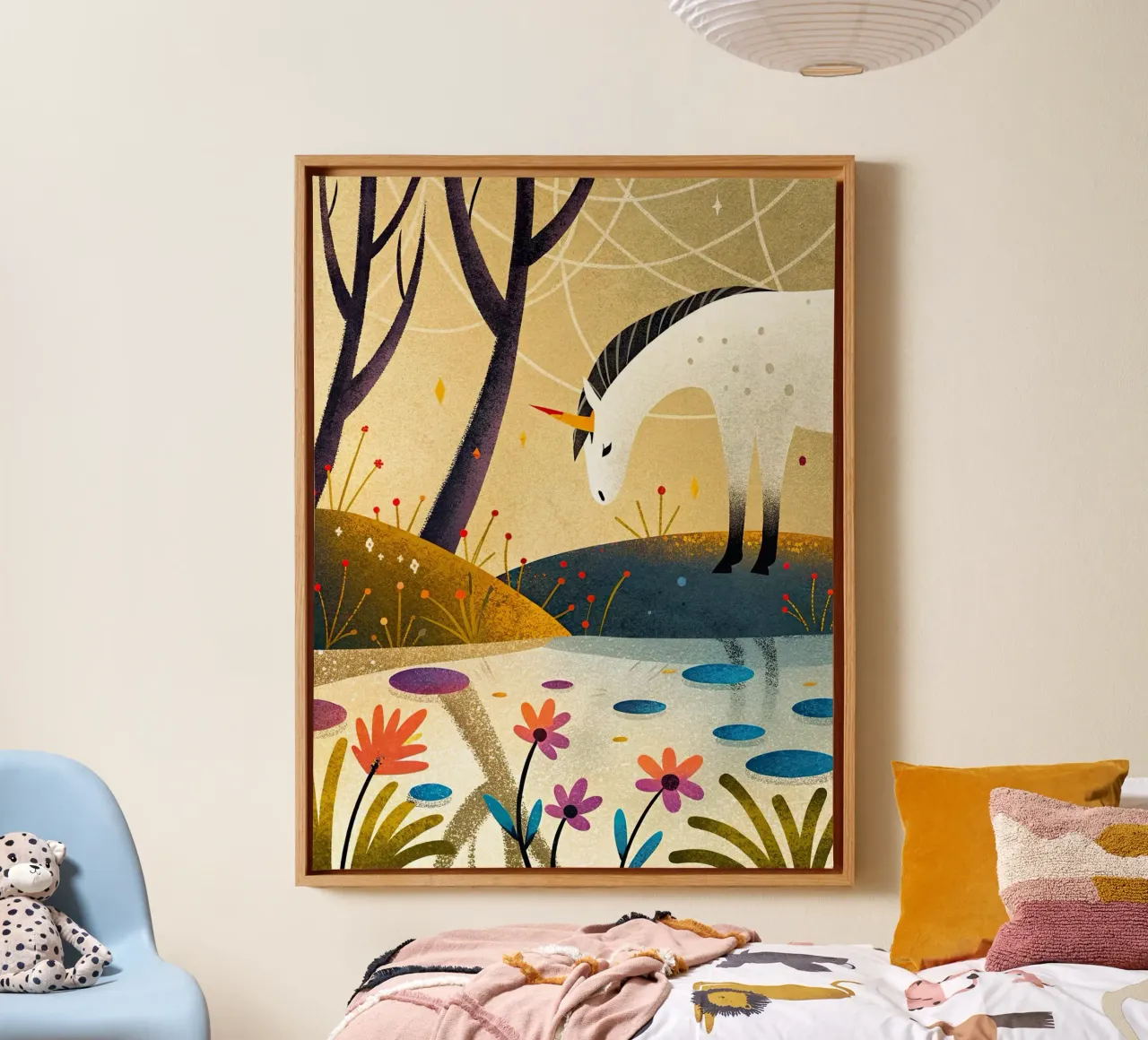 Eenhoorn canvas met Baklijst van 🐹 BABY ART PRINTS