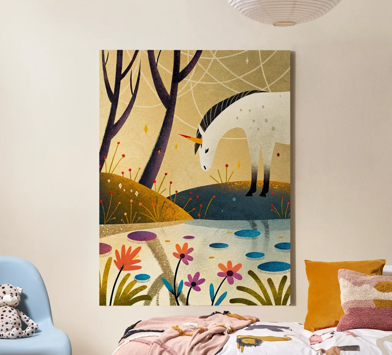 Eenhoorn canvas met Baklijst van 🐹 BABY ART PRINTS