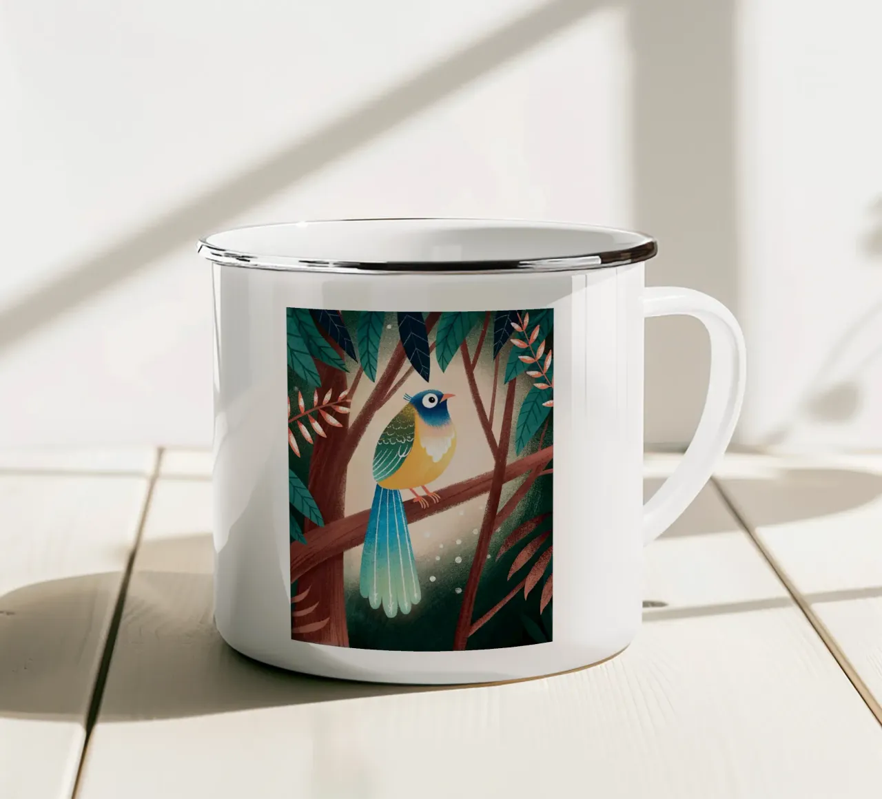 L'uccello del paradiso tazza in smalto da BABY ART PRINTS