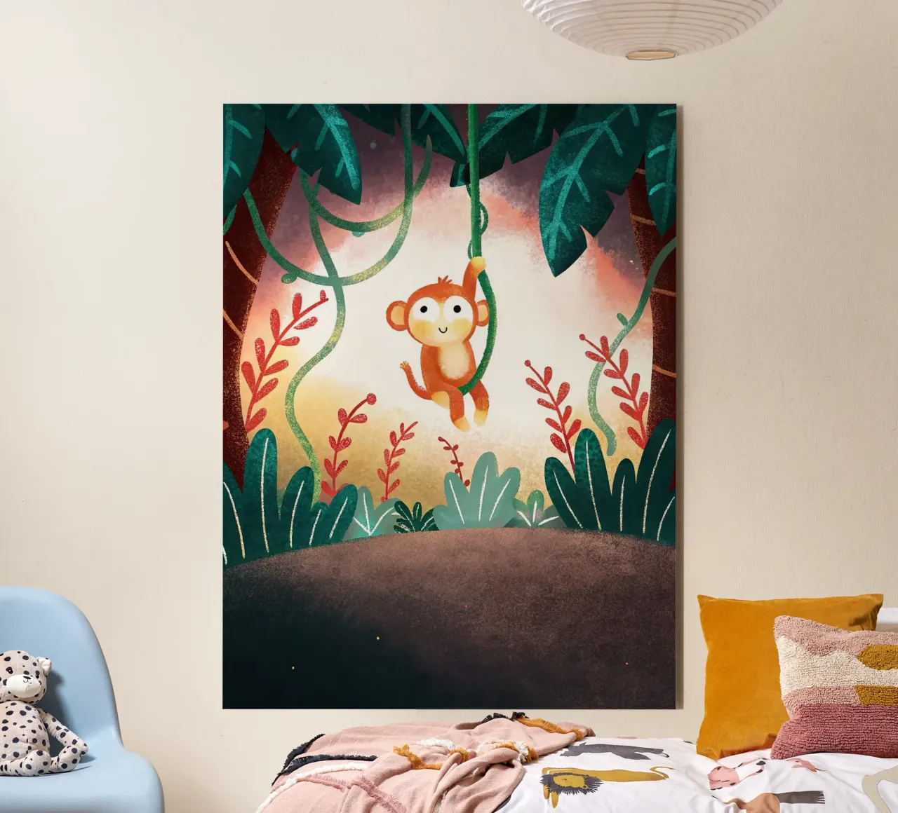 The happy little monkey alu-dibond by 🐹 BABY ART PRINTS