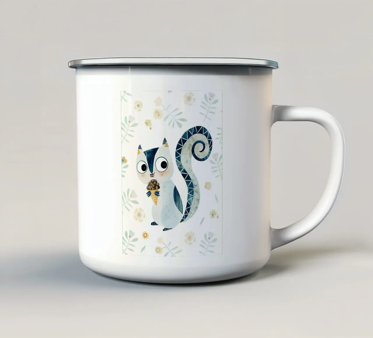 lo scoiattolo tazza in smalto da BABY ART PRINTS