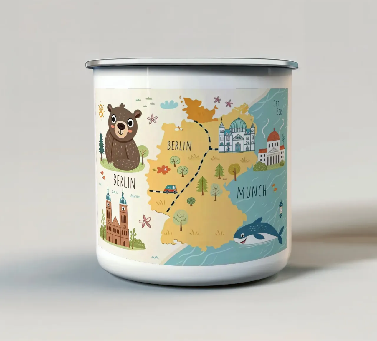 Mappa della Germania per bambini tazza in smalto da 🐹 BABY ART PRINTS