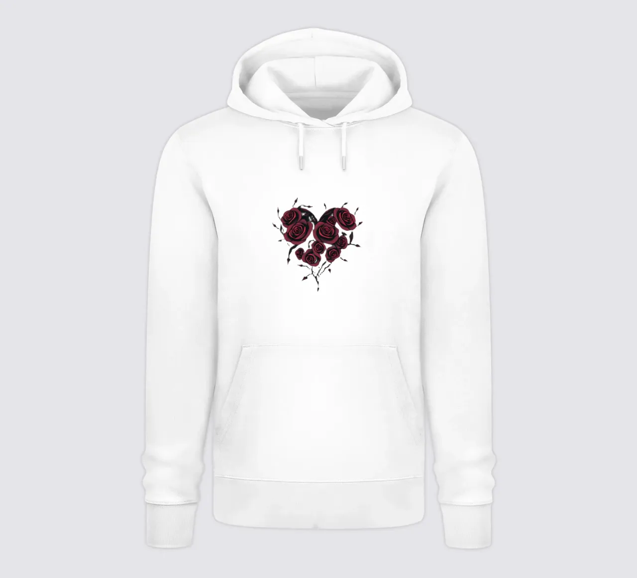 Bellissima composizione di rose rosse a forma di cuore felpa con cappuccio da DesignDoodle