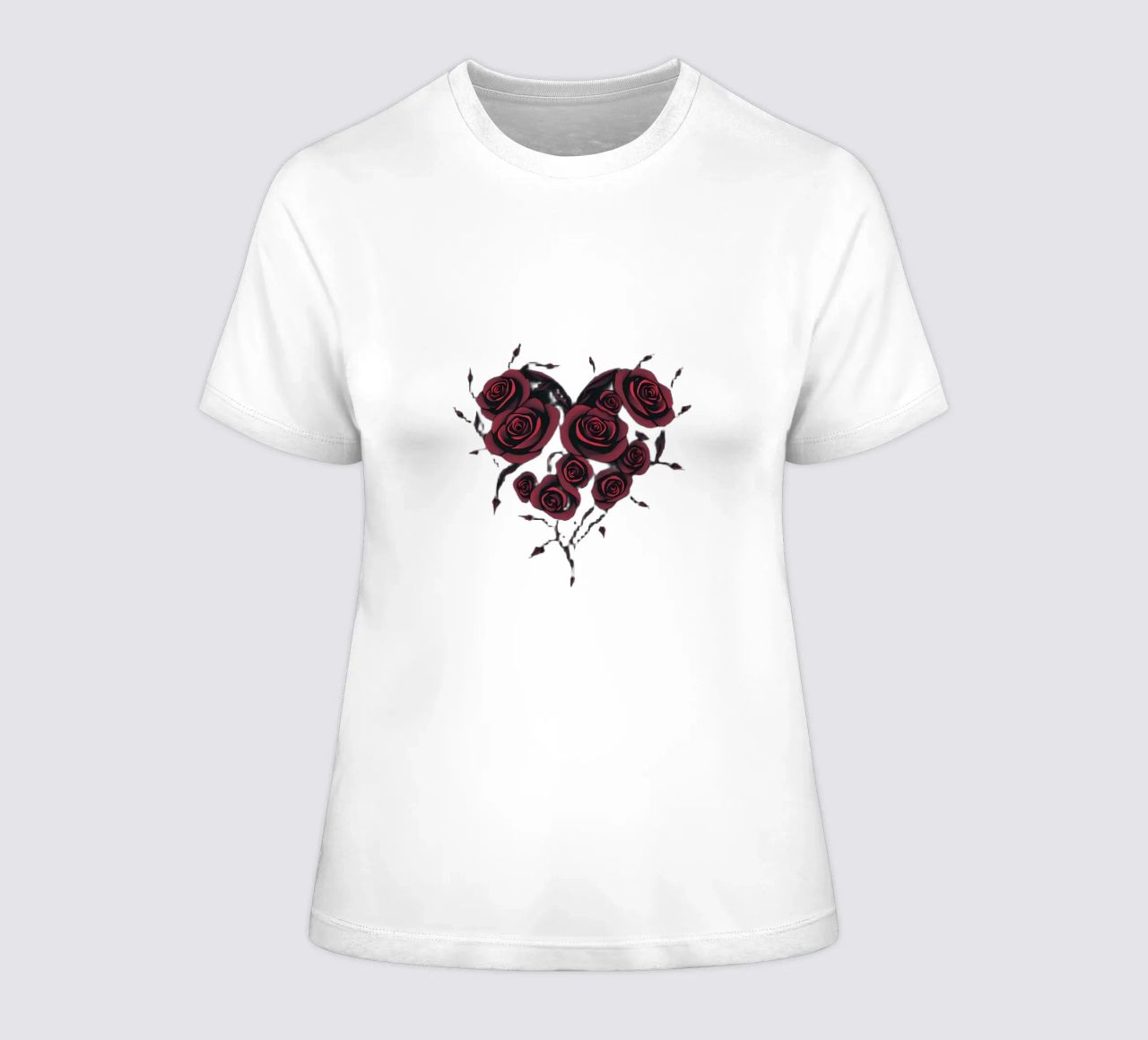 Prachtig hartvormig arrangement van rode rozen dames t-shirt getailleerd van DesignDoodle