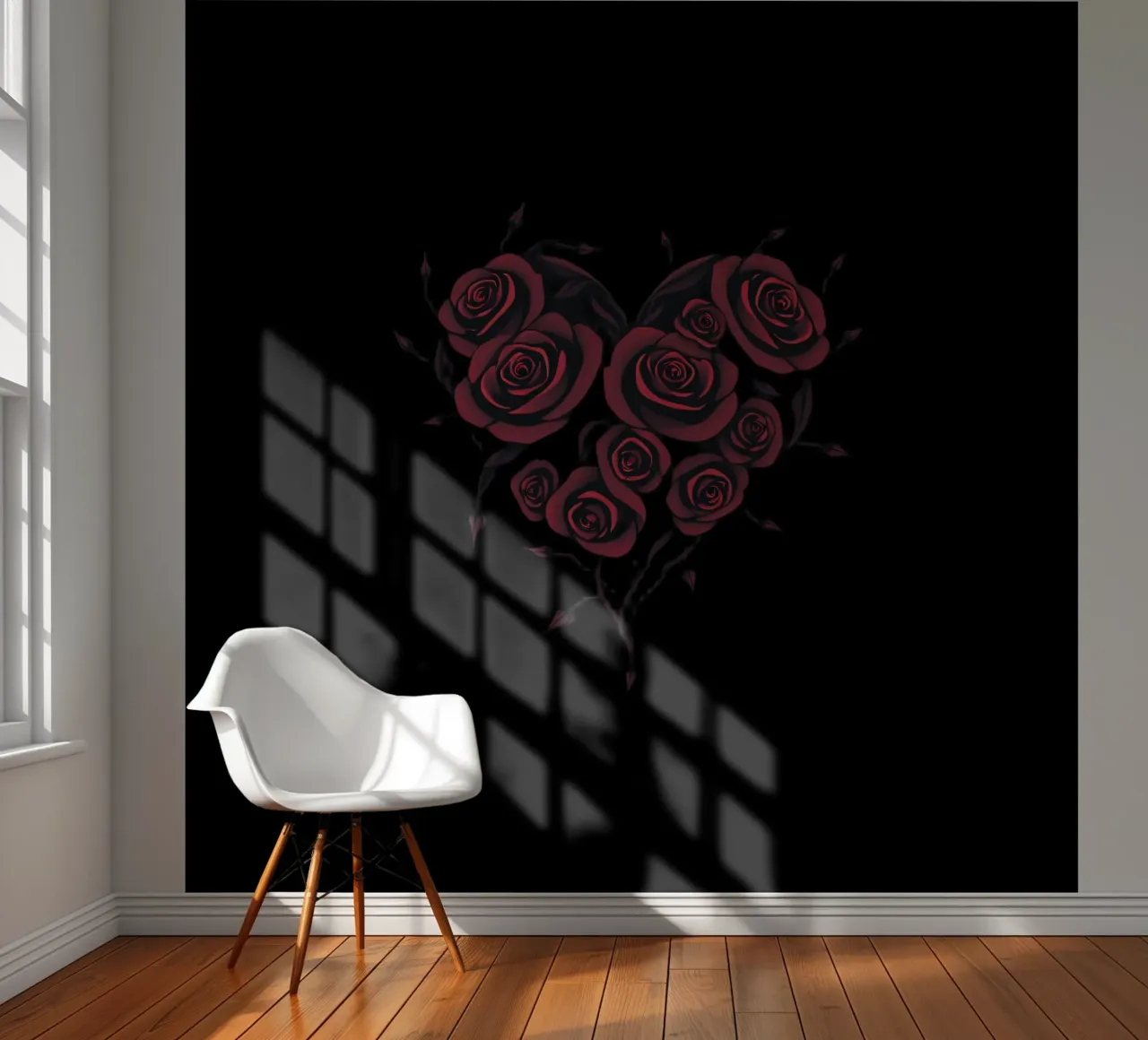 Bellissima composizione di rose rosse a forma di cuore carta da parati fotografica da DesignDoodle