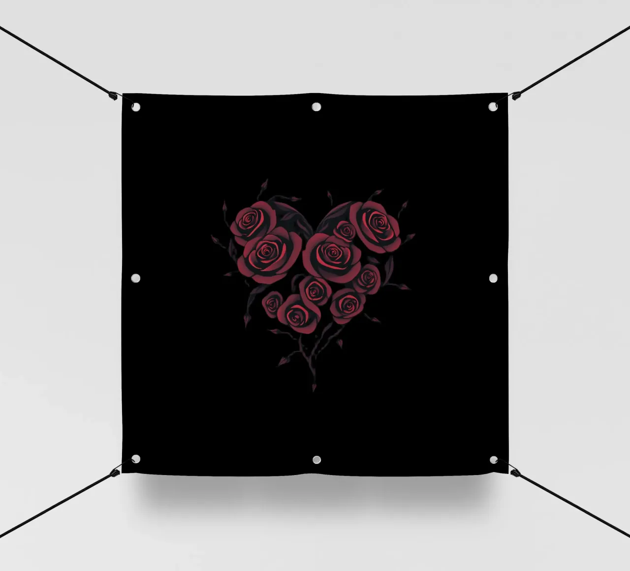 Bellissima composizione di rose rosse a forma di cuore telo in pvc da DesignDoodle