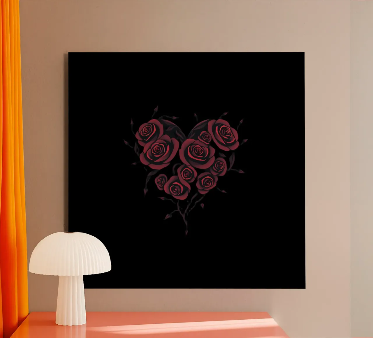 Bellissima composizione di rose rosse a forma di cuore alluminio dibond da DesignDoodle